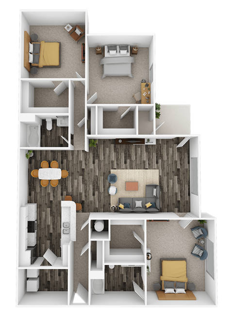 St. Ives Crossing Apartments in Stockbridge, GA photo of a 3 Bed - 2 Bath, 1440 sq ft floorplan